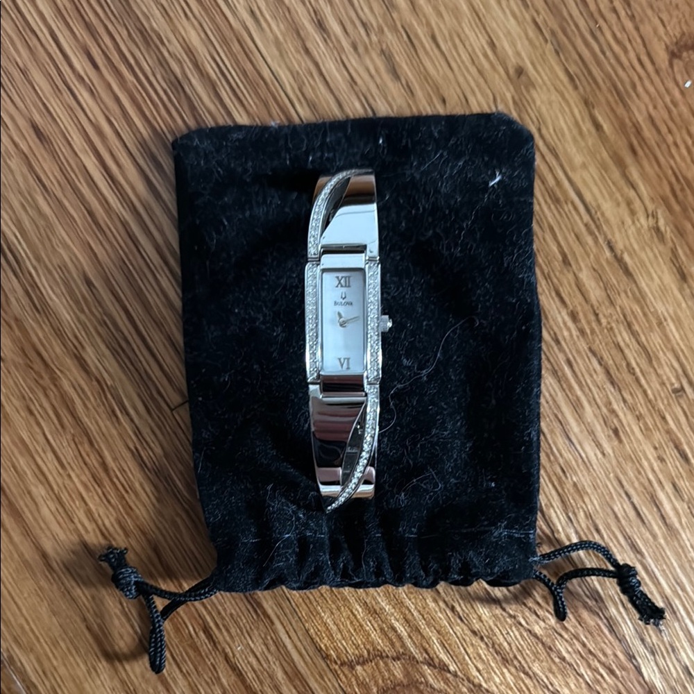 Silver Rectangular Watch-Bulova - image 1